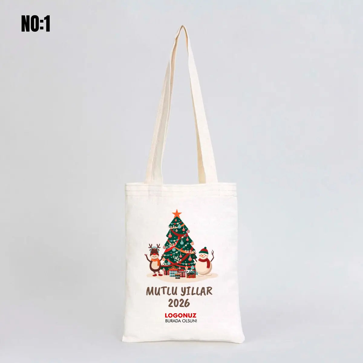 Kitap Çantası Yılbaşı Bez Çanta Baskılı 20x25cm (Özelleştirilebilir)