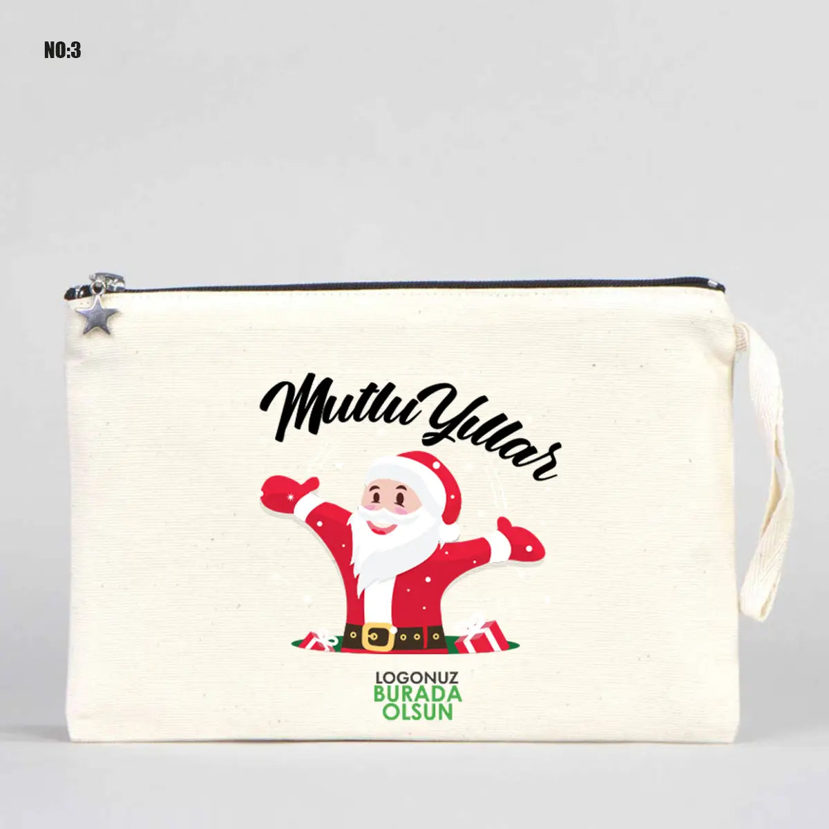 Yılbaşı Baskılı Kanvas Clutch - Körüklü 30x18x7 cm (Özelleştirilebilir)