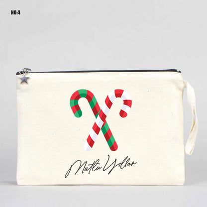 Yılbaşı Baskılı Kanvas Clutch - Körüklü 30x18x7 cm (Özelleştirilebilir)