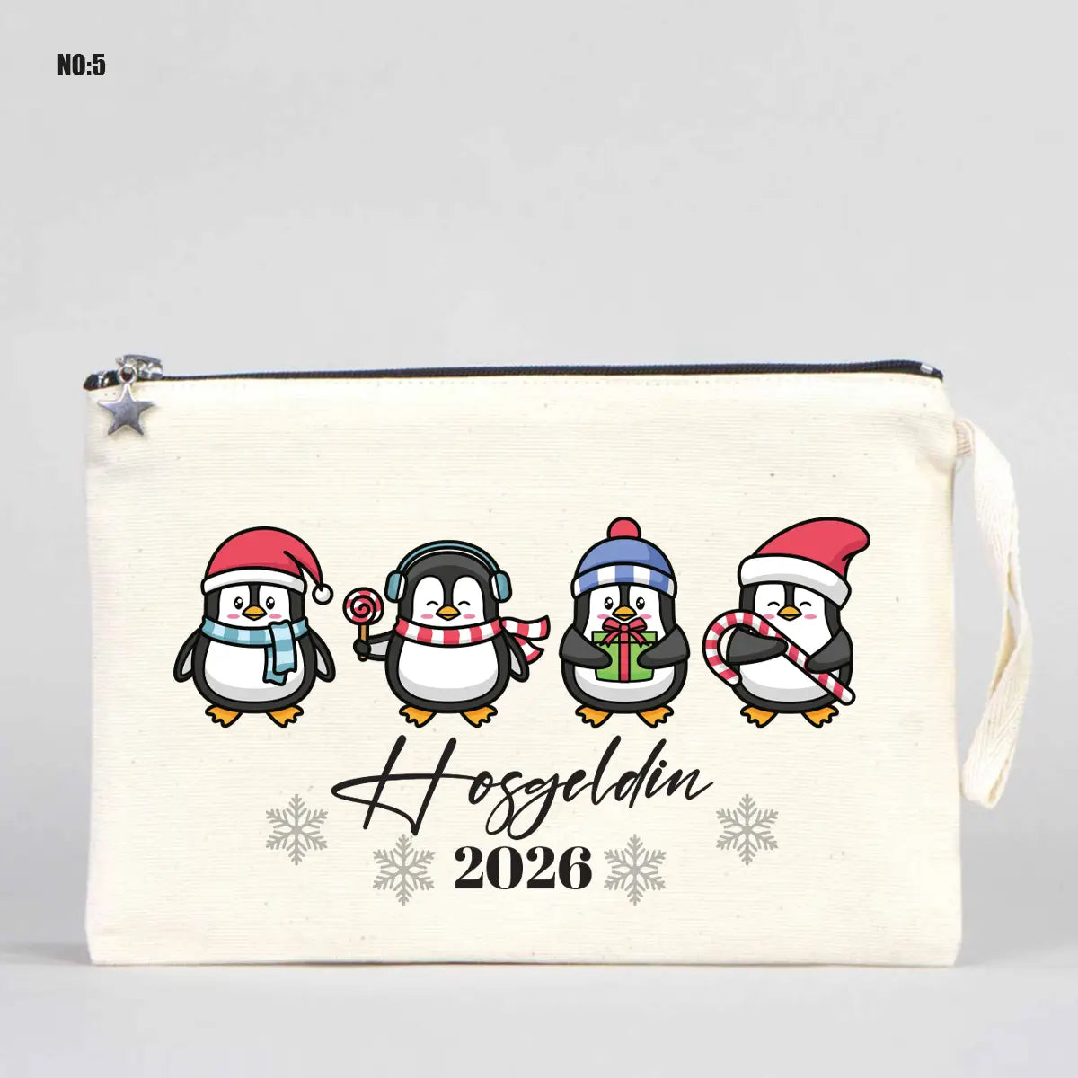 Yılbaşı Baskılı Kanvas Clutch - Körüklü 30x18x7 cm (Özelleştirilebilir)