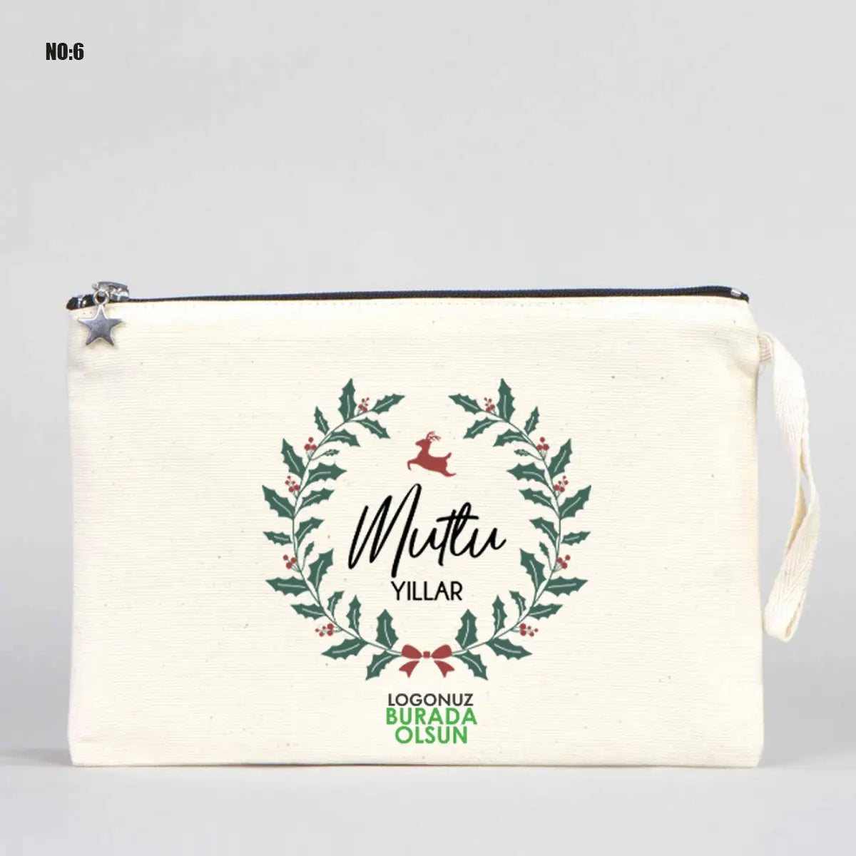 Yılbaşı Baskılı Kanvas Clutch - Körüklü 30x18x7 cm (Özelleştirilebilir)