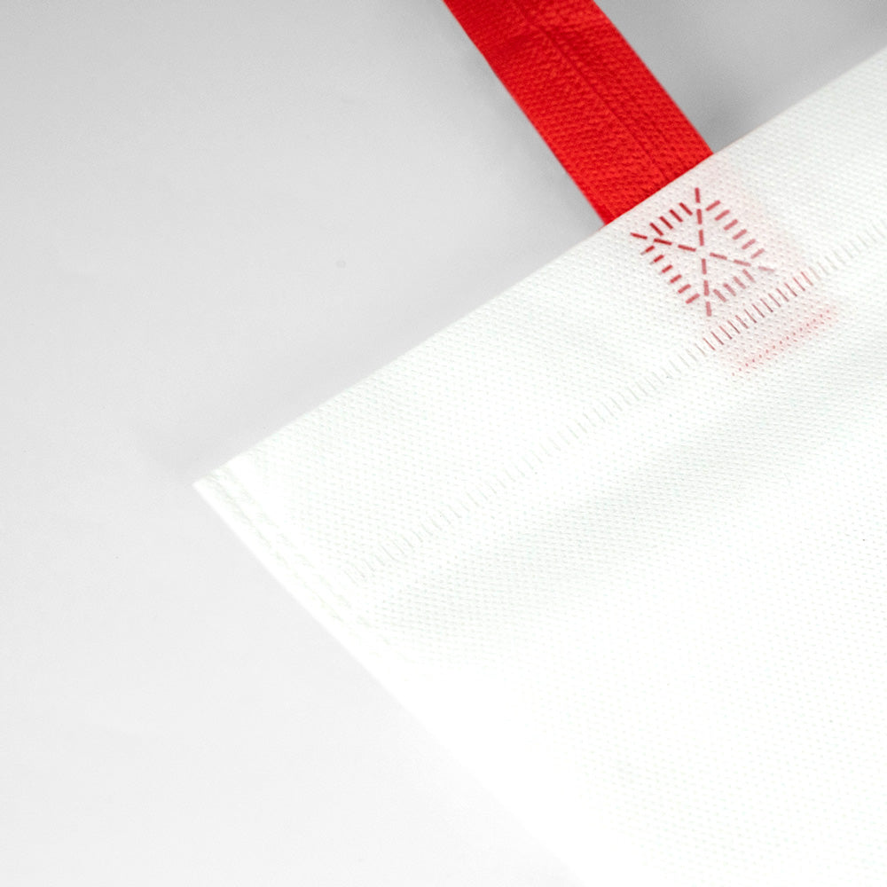 Tela Çanta Ultrasonik - Kırmızı Kulplu - 35x40cm  (Körüksüz)