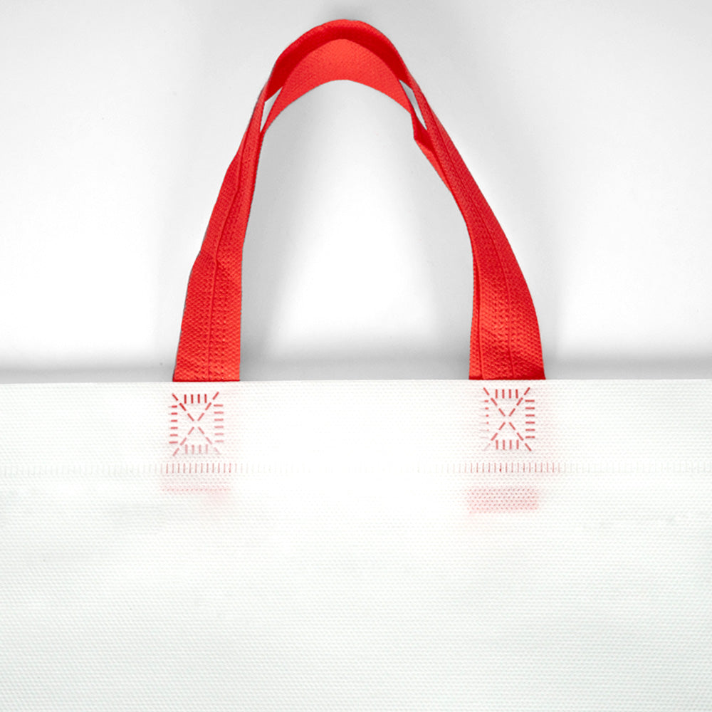 Tela Çanta Ultrasonik - Kırmızı Kulplu - 35x40cm  (Körüksüz)