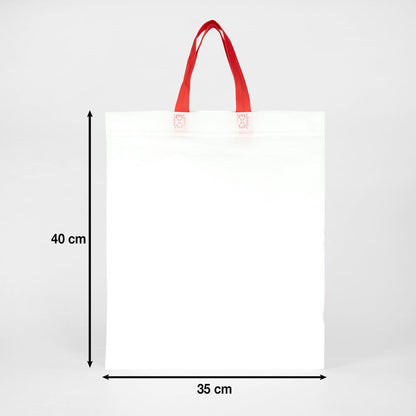 Tela Çanta Ultrasonik - Kırmızı Kulplu - 35x40cm  (Körüksüz)