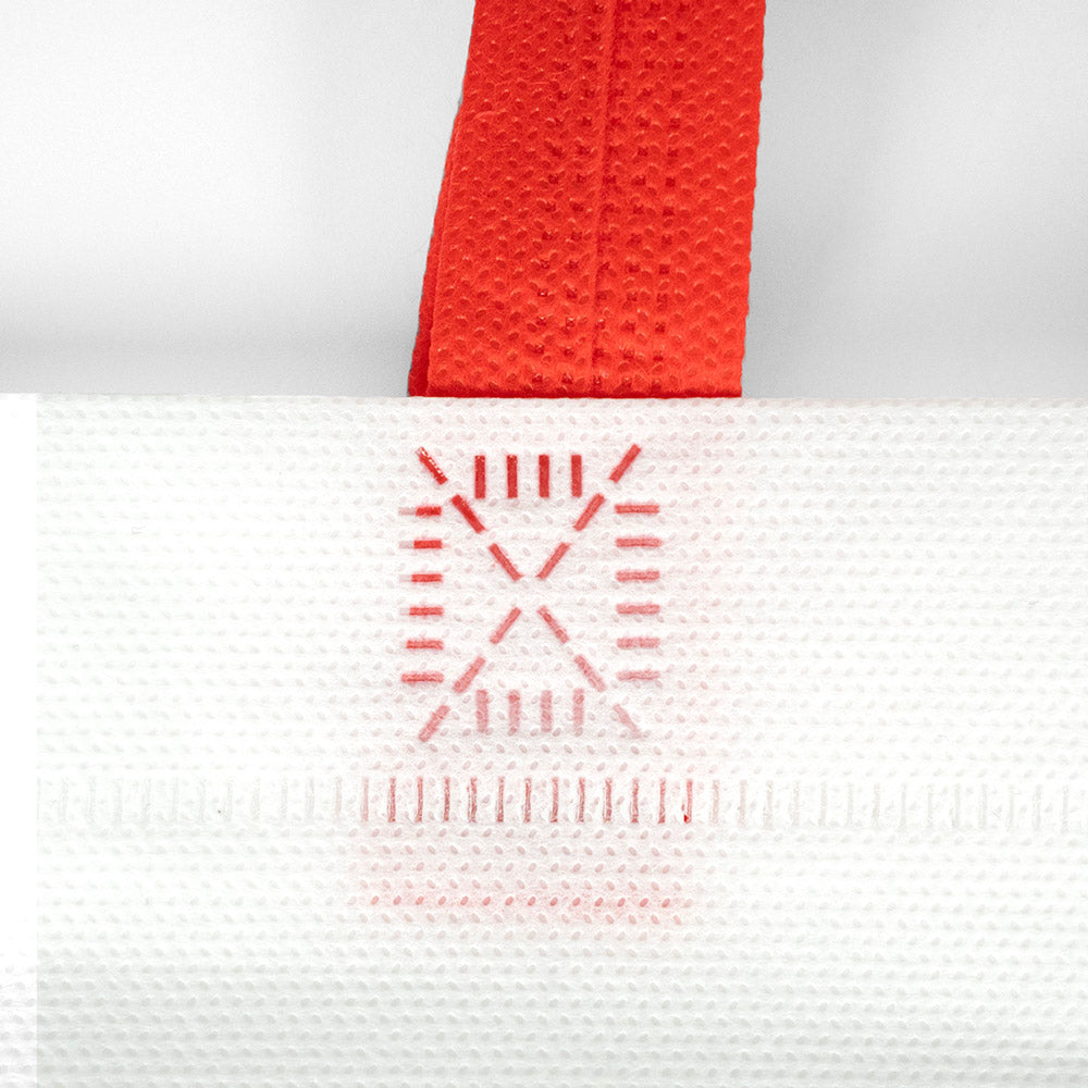 Tela Çanta Ultrasonik - Kırmızı Kulplu - 35x40cm  (Körüksüz)