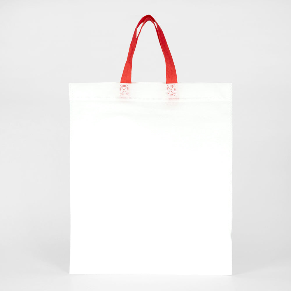 Tela Çanta Ultrasonik - Kırmızı Kulplu - 35x40cm  (Körüksüz)