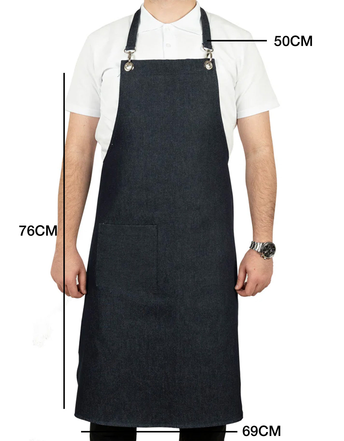 MasterChef Mutfak Önlüğü -  Koyu Mavi Denim Kumaş