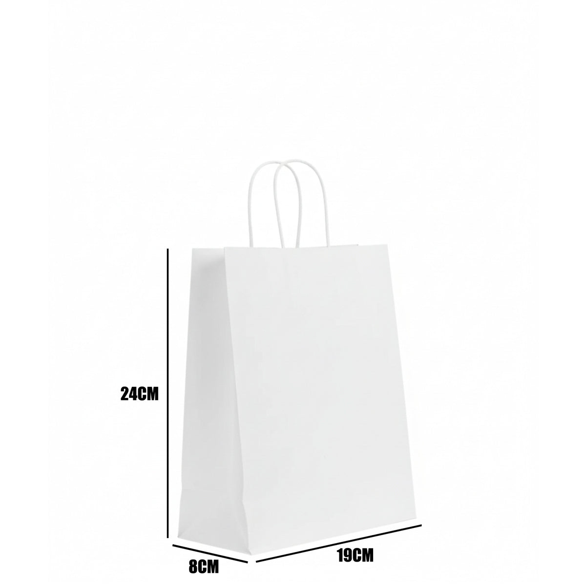 Burgu Saplı Beyaz Kraft Kağıt Çanta