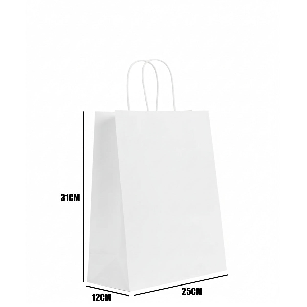 Burgu Saplı Beyaz Kraft Kağıt Çanta
