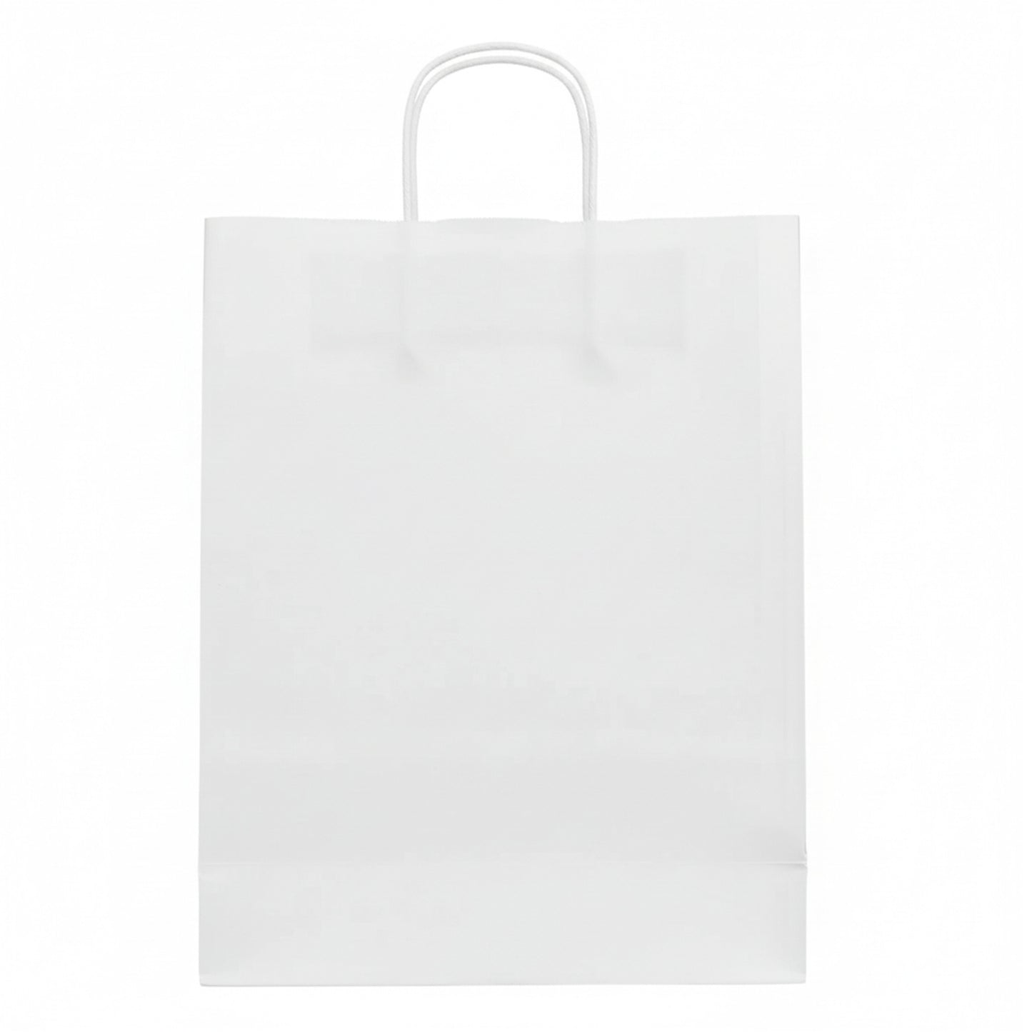 Burgu Saplı Beyaz Kraft Kağıt Çanta