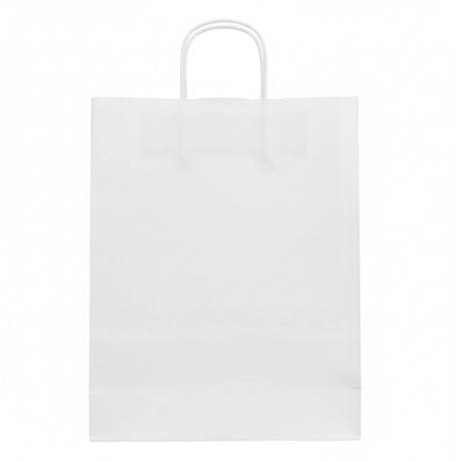 Burgu Saplı Beyaz Kraft Kağıt Çanta