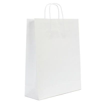 Burgu Saplı Beyaz Kraft Kağıt Çanta