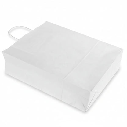 Burgu Saplı Beyaz Kraft Kağıt Çanta - 32x12x41 cm (Özelleştirilebilir)