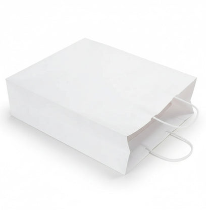 Burgu Saplı Beyaz Kraft Kağıt Çanta