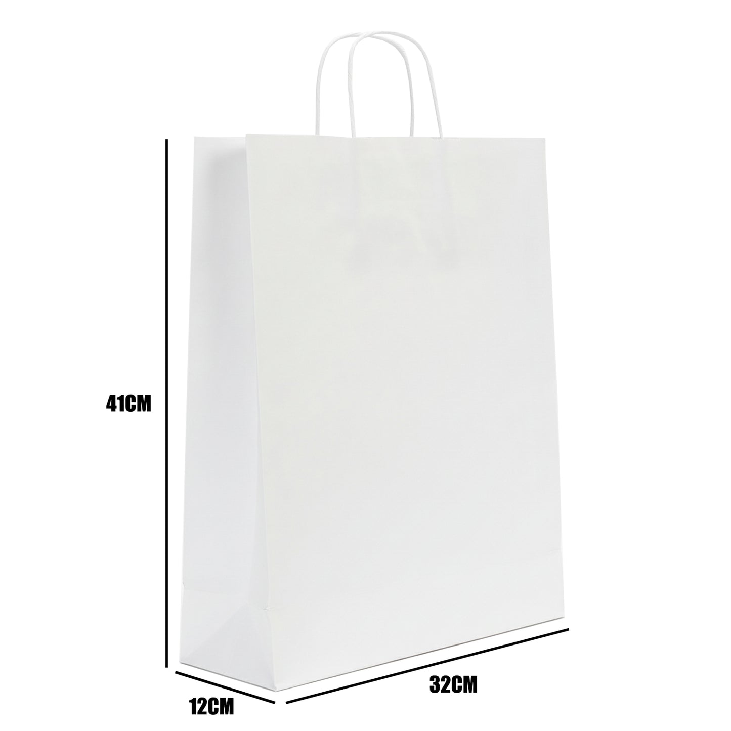 Burgu Saplı Beyaz Kraft Kağıt Çanta