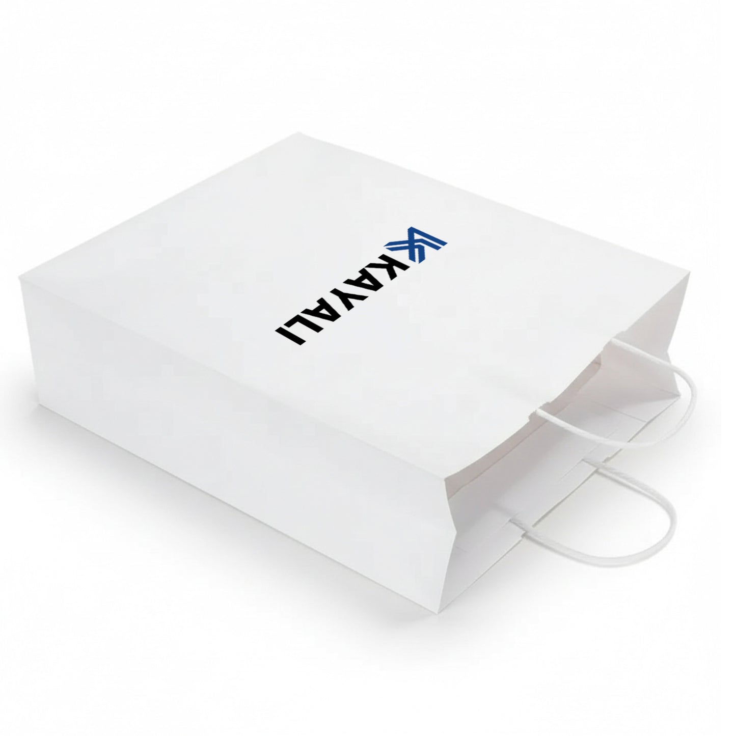 Burgu Saplı Beyaz Kraft Kağıt Çanta - 32x12x41 cm (Özelleştirilebilir)