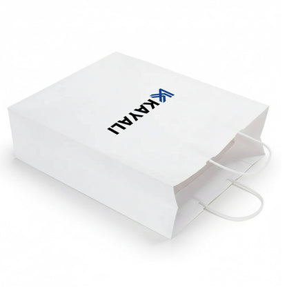 Burgu Saplı Beyaz Kraft Kağıt Çanta - 32x12x41 cm (Özelleştirilebilir)