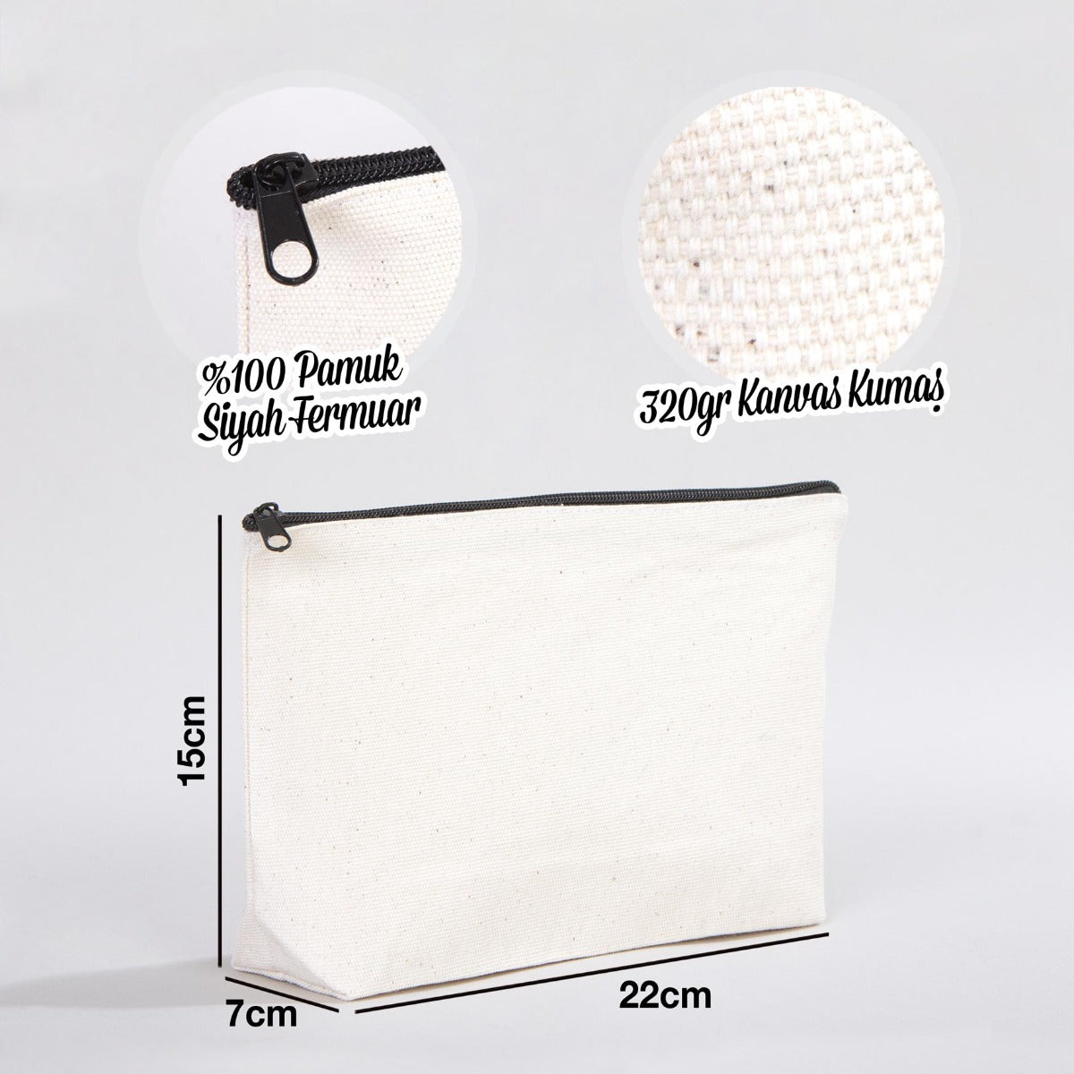 Kanvas Makyaj Çantası - Alttan Körüklü 22x12x7 cm