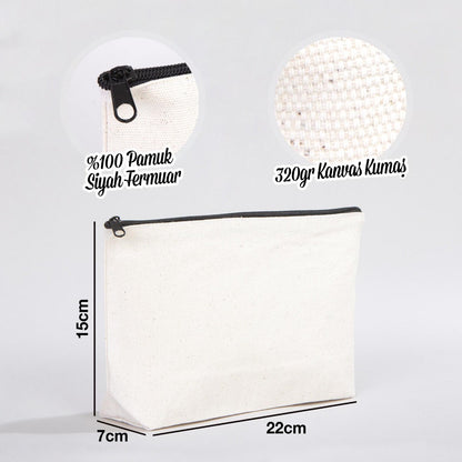 Kanvas Makyaj Çantası - Alttan Körüklü 22x12x7 cm