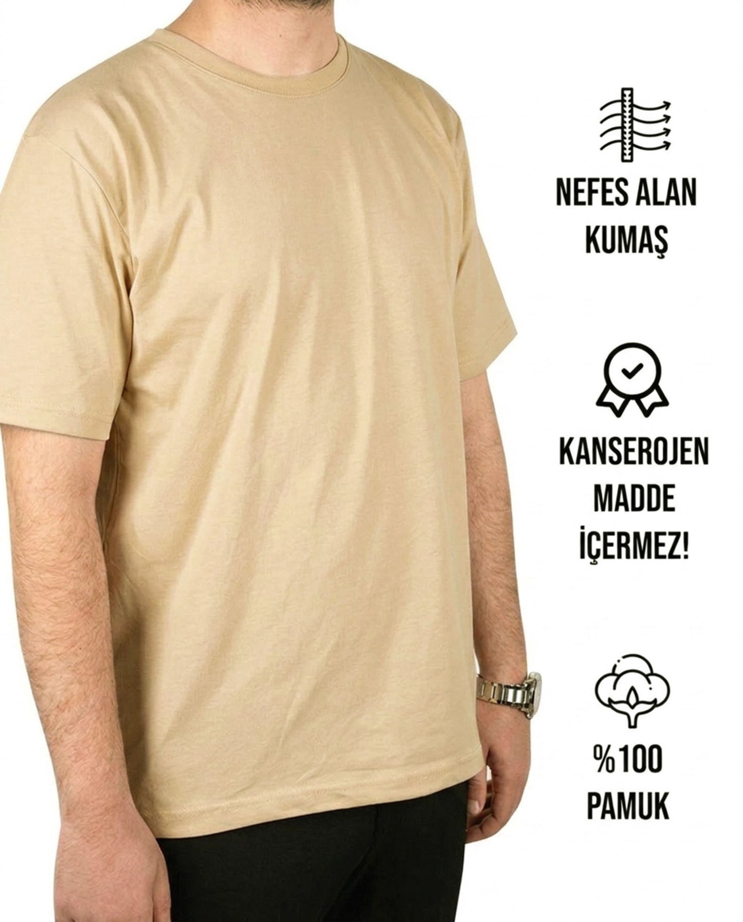 Premium Tişört (Kum) Beji
