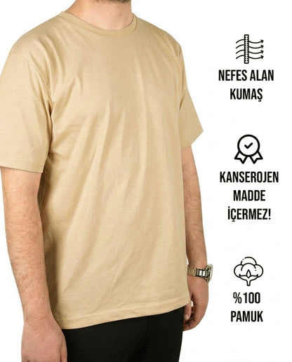 Premium Tişört Kum Beji (Özelleştirilebilir)