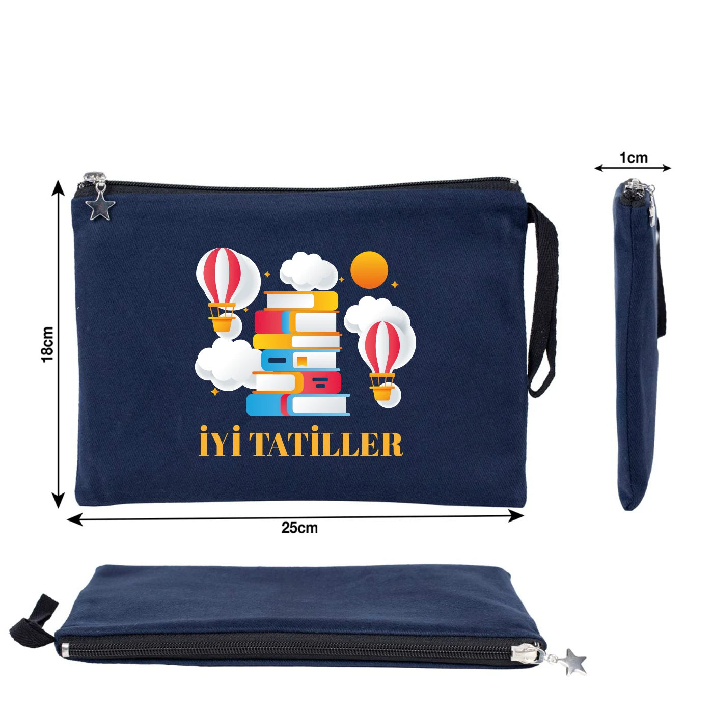 Karne Günü Hediyesi Lacivert Clutch Kanvas Çanta 25×18 cm – Astarlı