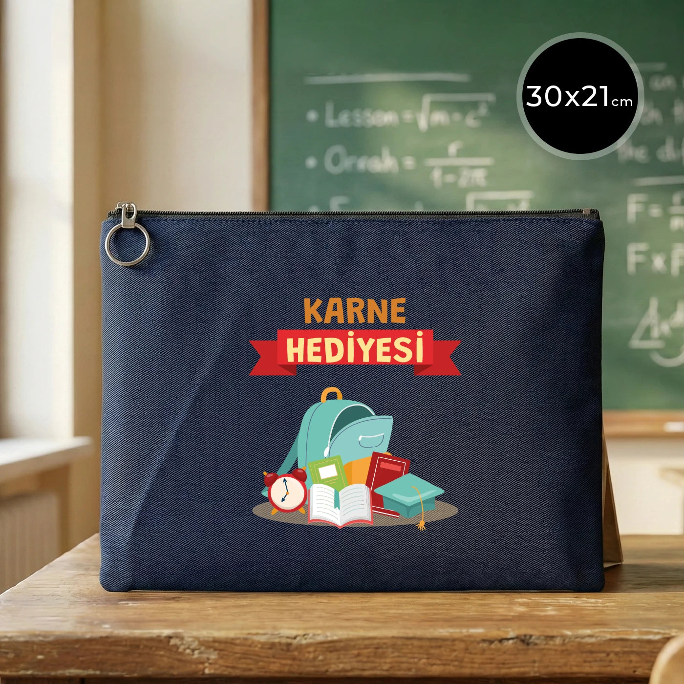 Karne Günü Özel Portföy Çanta – Lacivert 30×21 cm (Astarlı, Özelleştirilebilir)