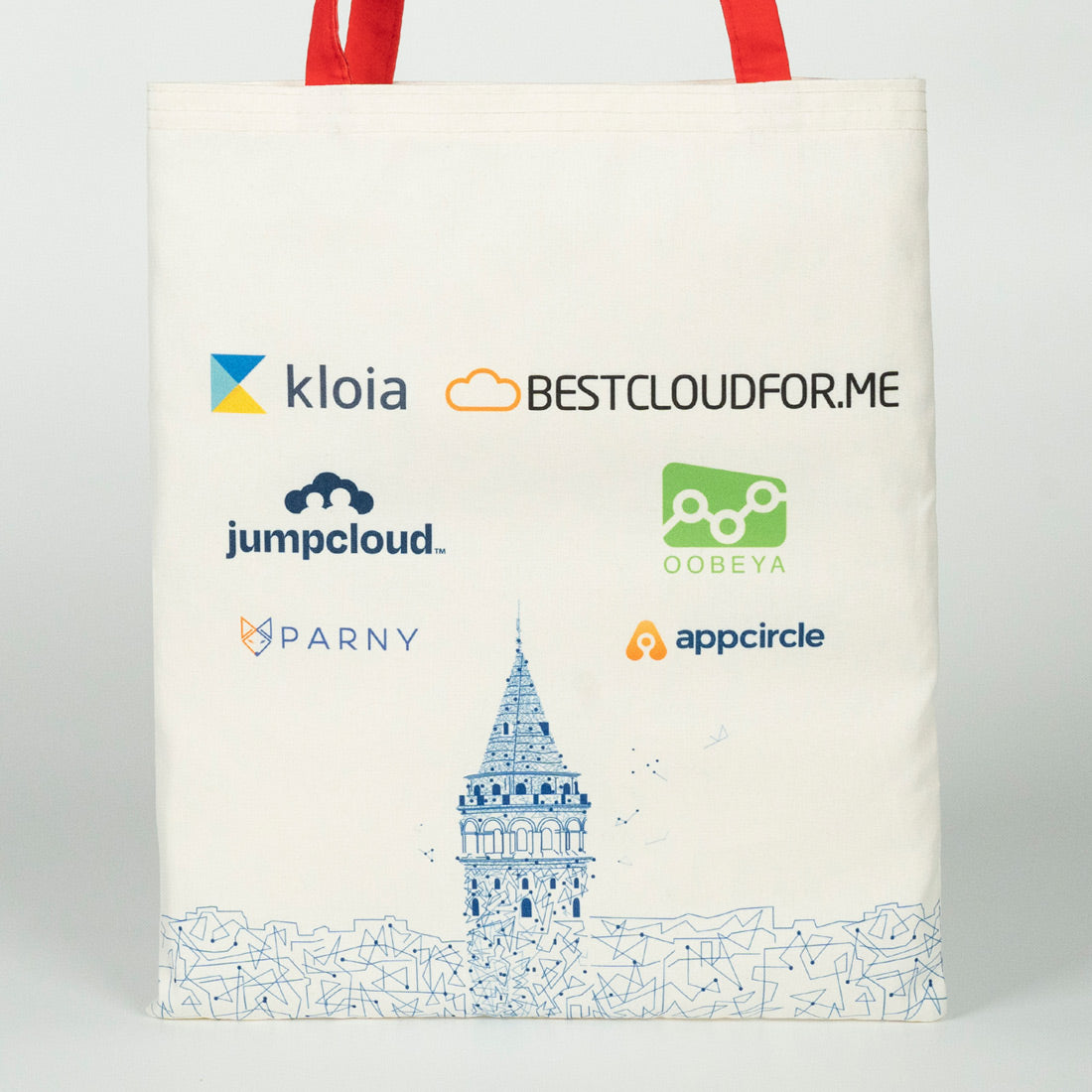 Süblimasyona Uygun Bez Çanta - Dışı Lamineli İçi Hambez - Kırmızı Kulp - Özel Üretim - 35x40cm