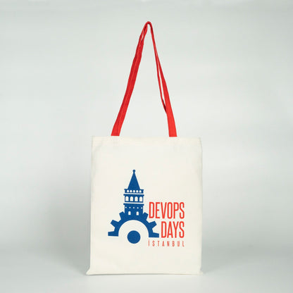 Süblimasyona Uygun Bez Çanta - Dışı Lamineli İçi Hambez - Kırmızı Kulp - Özel Üretim - 35x40cm