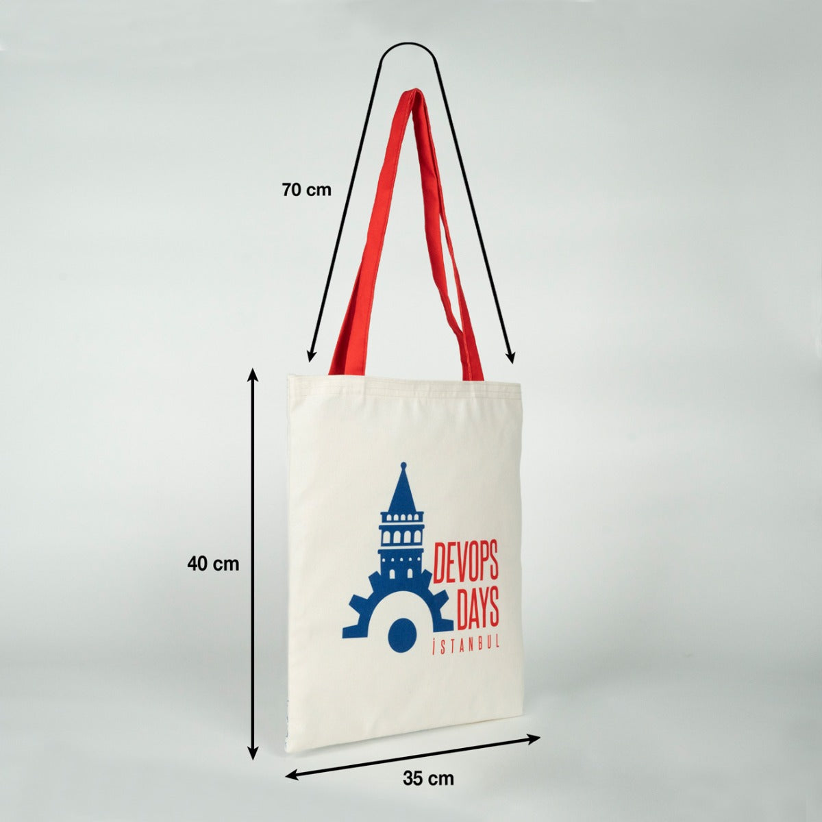 Süblimasyona Uygun Bez Çanta - Dışı Lamineli İçi Hambez - Kırmızı Kulp - Özel Üretim - 35x40cm