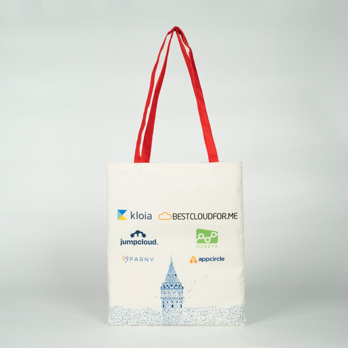 Süblimasyona Uygun Bez Çanta - Dışı Lamineli İçi Hambez - Kırmızı Kulp - Özel Üretim - 35x40cm