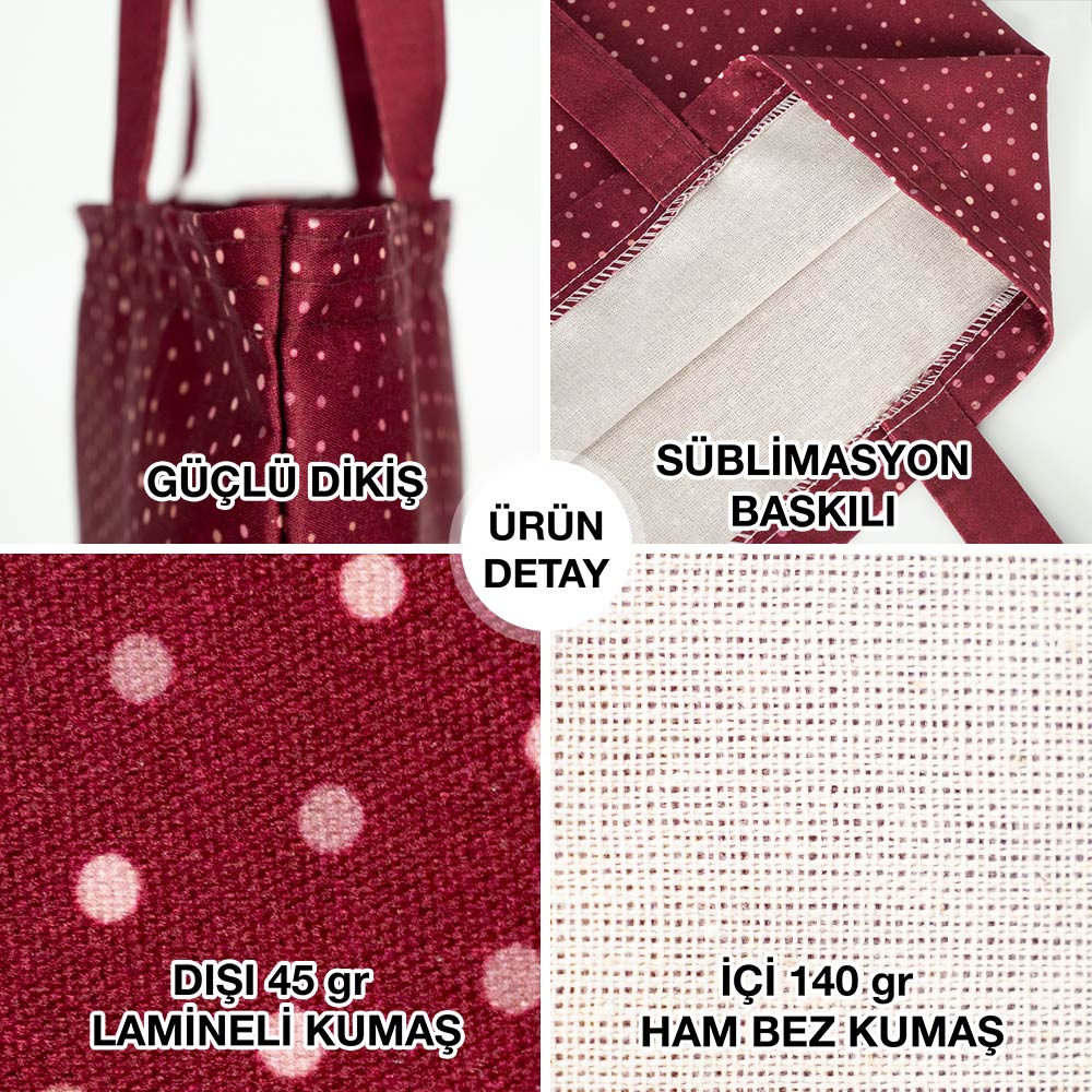 Tam Zeminli Süblimasyon Bez Çanta Lamineli Özel Üretim -  35x40cm