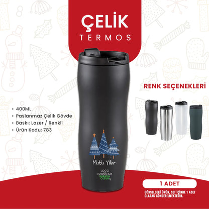 Logo baskılı Mutlu Yıllar termosu