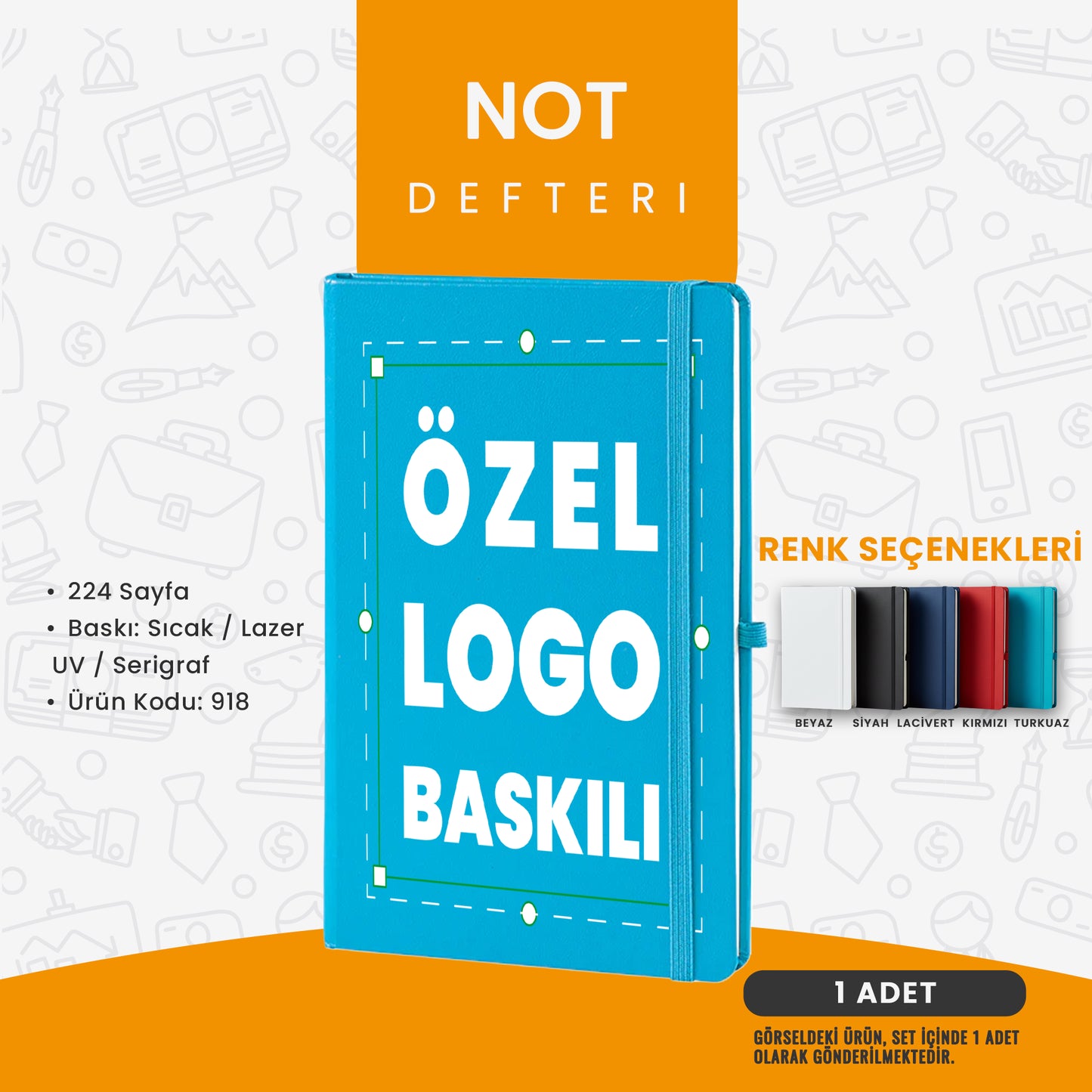 Logo baskılı not defteri – 224 sayfa, sıcak ve lazer baskı seçenekli kurumsal ajanda defteri