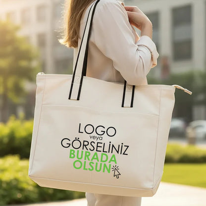 LUX Kanvas Çanta Fermuarlı- 40x35x10cm (Özelleştirilebilir)