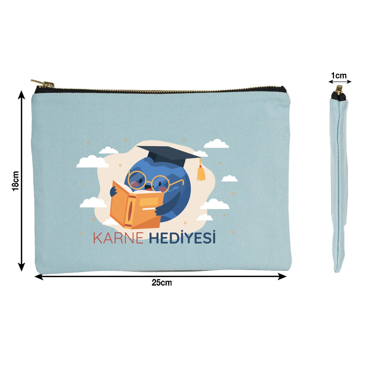 Karne Günü Desenli Açık Mavi Prime Clutch – Metal Fermuarlı 25×18 cm