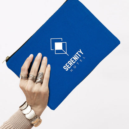 Prime Clutch- Metal Fermuar Çanta (25x18) Saks Mavi (özelleştirilebilir)