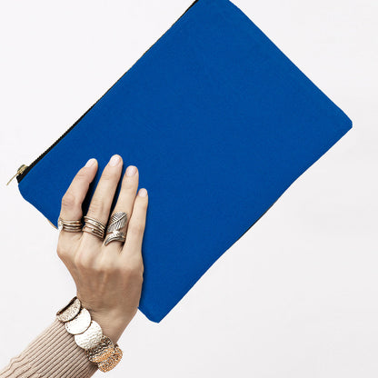 Prime Clutch-Metal Fermuar Çanta (25x18) Saks Mavi