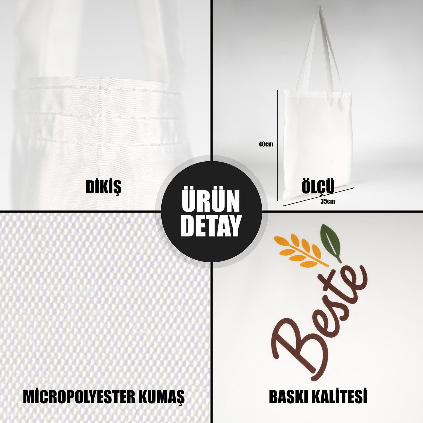 Baskısız Micro Polyester Çanta Toptan – Beyaz Promosyon Çanta