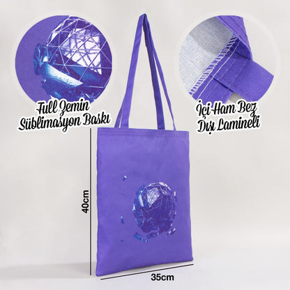 Renkli Tasarımlı Tam Zemin Baskılı Lamineli Bez Çanta - 35x40cm