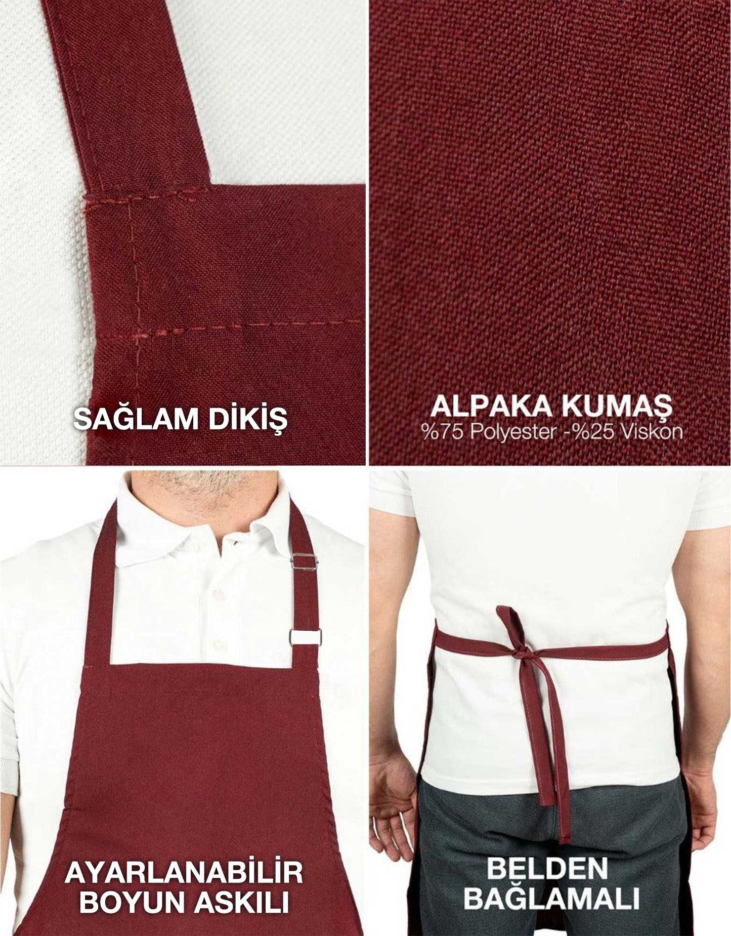 Baskılı Mutfak Önlüğü - Bordo