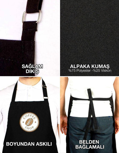 Baskılı Mutfak Önlüğü Modelleri - Siyah