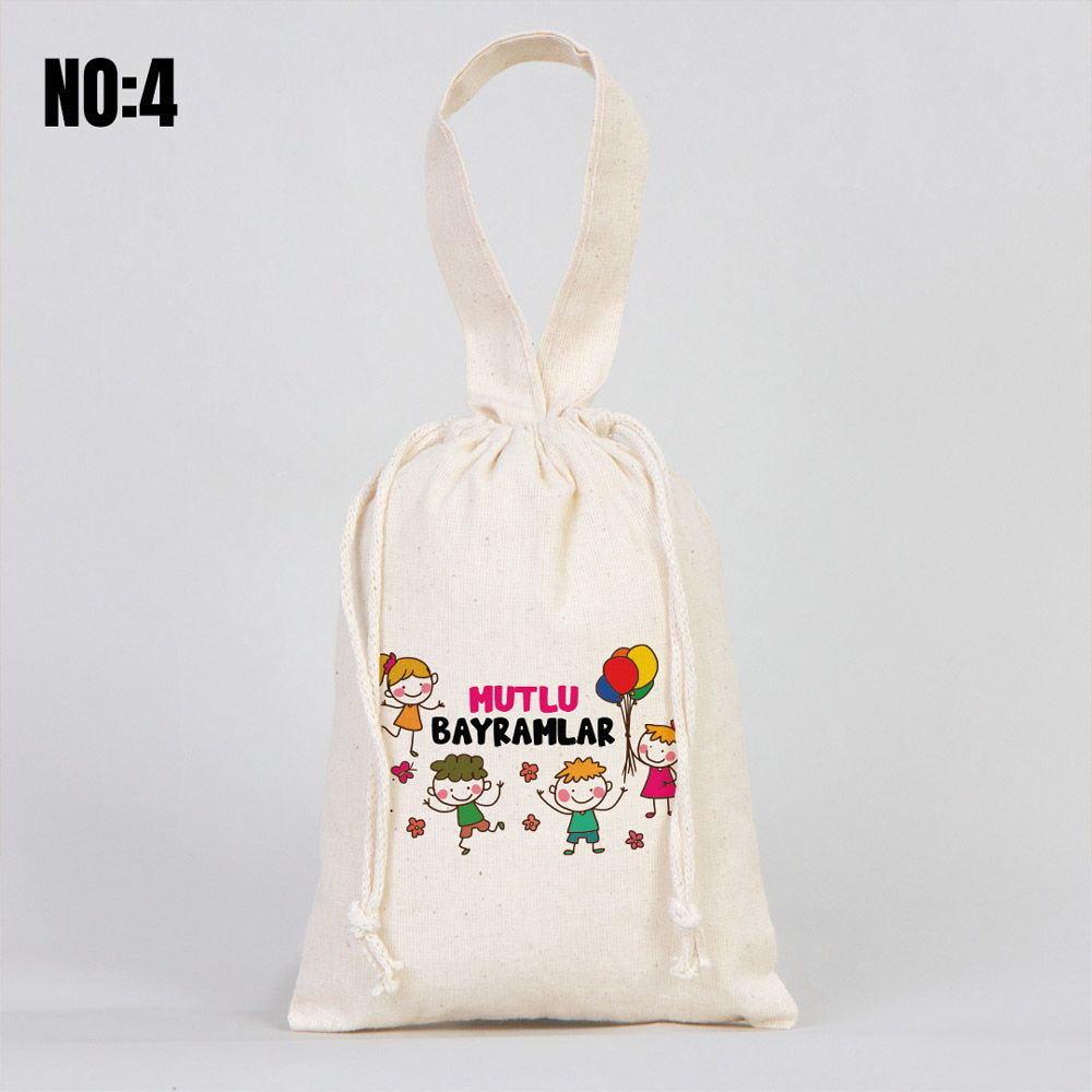 Mutlu Bayramlar Bayram Harçlık Kesesi - Tek Tutma Kısa Kulp, 15,5 x 20 cm - No:4