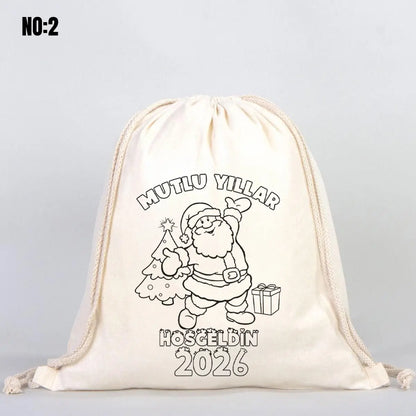 Yılbaşı Boyanabilir Büzgülü Sırt Çantası (Özelleştirilebilir)
