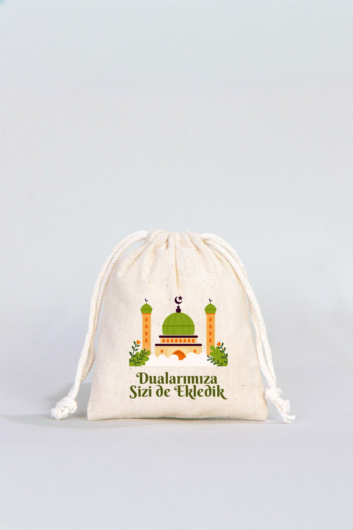 Hac ve Umre Hediyelik Ham Bez Çanta | 35x40 cm Kabe-i Muazzama’dan Selam ve Dua ile