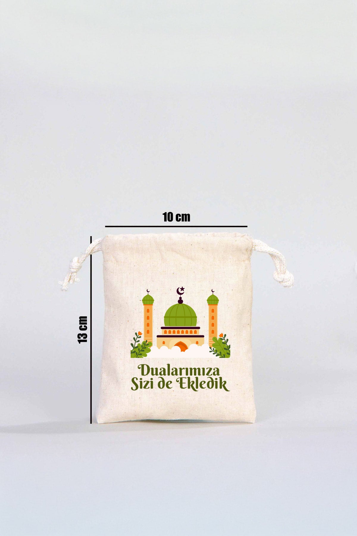 Hac ve Umre Hediyelik Ham Bez Çanta | 35x40 cm Kabe-i Muazzama’dan Selam ve Dua ile