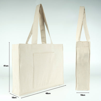 Tam Körüklü Kanvas Çanta - Cepli - 45x35x10 cm