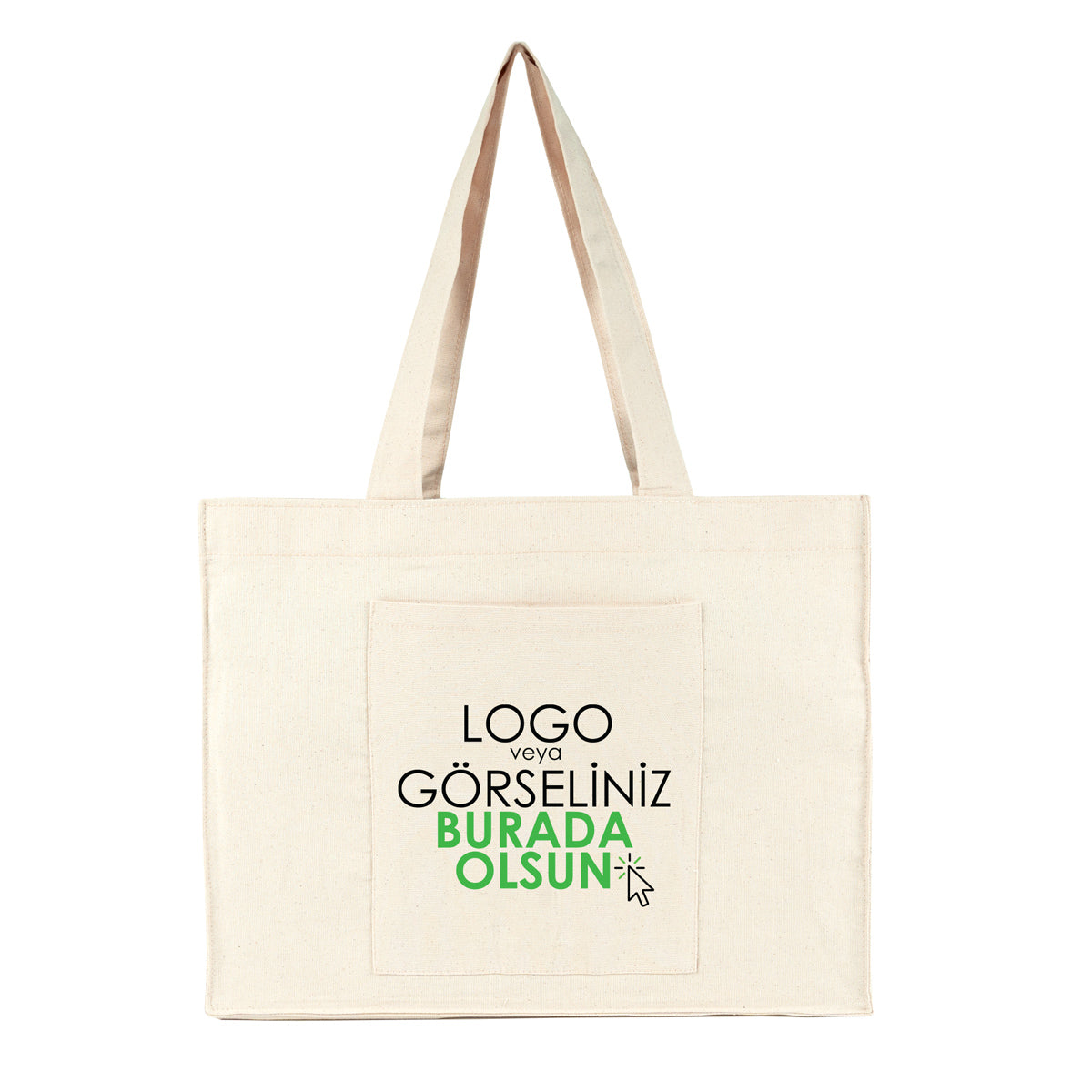 Tam Körüklü Kanvas Çanta - Cepli - 45x35x10 cm (Özelleştirilebilir)