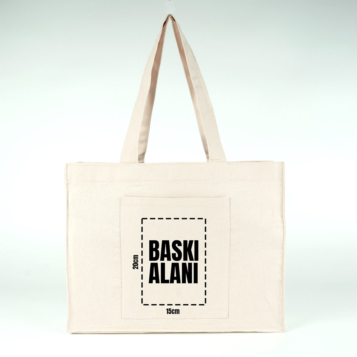 Tam Körüklü Kanvas Çanta - Cepli - 45x35x10 cm (Özelleştirilebilir)