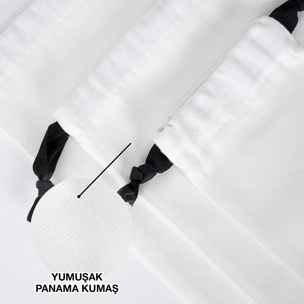 Siyah İpli Beyaz Panama Kese - 20x30 cm
